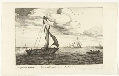 Vrachtkagen Een Vracht-kaghe groot om 6 Last / Cague de 6 Tonneaux (tittel på objekt) Hollandse scheepstypen, 1627 (serietittel) Forskjellige skip Don to se sert dans les United Provinces / Ikoner av forskjellige nederlandske skip hvis bruk hovedsakelig er