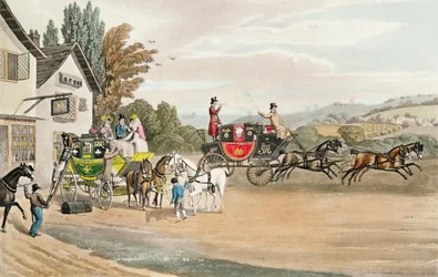 En London Mail and Stage Coach (farget akvatint)