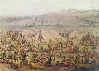 Militær leir (olje på kobber) (detalj av 341904)