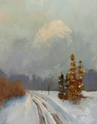 Snø i september 2023 (olje på panel)