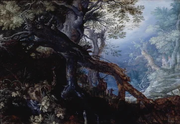 Skog med hjort, ca. 1608–10 (olje på panel)