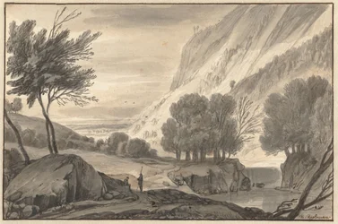 Fjelllandskap med to reisende