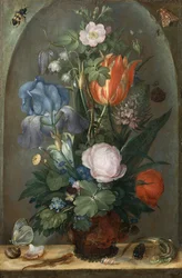 Blomsterstilleben med to øgler, 1603