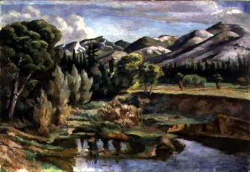 Scene i Frankrike (olje på lerret)