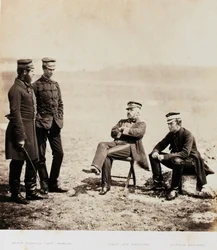 Generalmajor Henry William Barnard og stab, fra et album med 52 fotografier knyttet til Krimkrigen, 1855