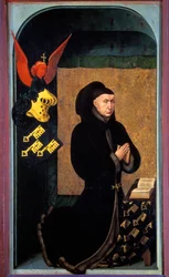 Portrett av Nicolas Rolin (1376-1461), kansler i Burgund under Philippe le Bon og grunnlegger av Hospices de Beaune i 1443. Maleri av Rogier (Roger) van der Weyden (1400-1464), 15. århundre, Beaune, Musée de l