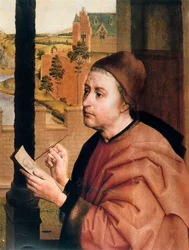 St Luke Drawing the Virgin, detalj, 1400-tallet.