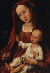 Jomfruen med nellik (olje på panel)