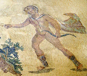 Apollo og Daphne, detalj av Apollo, House of Dionysos, Paphos, Kypros mosaikk