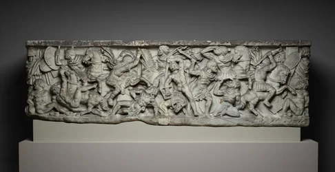 Battle sarcophagus, ca. 190 (marmor)