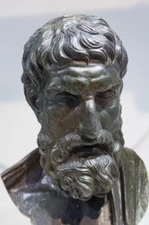 Byste av Epicurus byste (bronse)