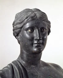 Byste av Sapfo, bronsestatue, fra Papyrusvillaen, Herculaneum, Campania, Italia, romersk sivilisasjon