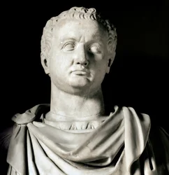 Byste av Vespasian (Titus Flavius Vespasianus) (9-79 e.Kr.), romersk keiser, Roma, Kapitolmuseene - Byste av keiser Flavius Vespasian (9-79 e.Kr.) - Marmorskulptur, romersk sivilisasjon - Kapitolmuseet, Roma