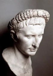 Byste av den romerske keiseren Augustus (Gaius Julius Caesar Octavianus) (63 f.Kr.-14 e.Kr.), marmor, Musei Capitolini, Roma, Italia
