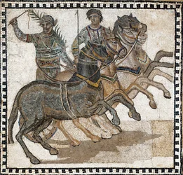 Sirkusscene i det gamle Roma. Mosaikk, 3. århundre