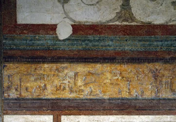 Detalj av en frise fra tablinum, 40-20 f.Kr. (fresco)