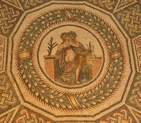 Erotisk gulvmosaikk, Villa Romana del Casale, Piazza Armerina, Sicilia, Italia (bilde)