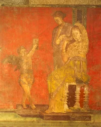 Innvielsesritualer fra Dionysos-kulten, freskomaleri fra Villa Dei Misteri