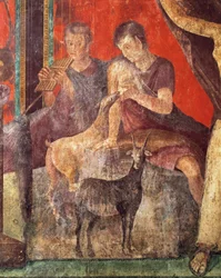 Innvielsesritualer for Dionysos-kulten, freske fra Villa Dei Mysteri