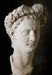 Marmorhode av den romerske keiseren Domitian (Titus Flavius Domitianus, 51-96 e.Kr.). Museo Nazionale Romano, Roma, Italia