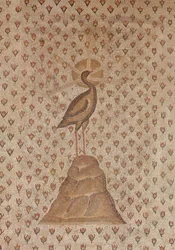 Mosaikk fortau, detalj av sentralt motiv som viser en føniks på en seng av roseknopper, fra gårdsplassen til en villa i Daphne, Antiokia, romersk, sent på 500-tallet f.Kr. marmor- og kalksteinsmosaikkdetalj av 1