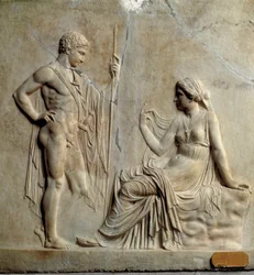 Nyattisk kunst (nyattisk): relieff som fremstiller myten om Telefos (Telefos). 1. århundre f.Kr. Fra Herculaneum. Napoli, Museo Archeologico Nazionale