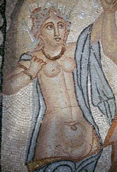 Nymfe, detalj fra Abduction of Hylas by Nymphs, mosaikk i House of Venus i den romerske byen Volubilis (UNESCOs verdensarvliste
