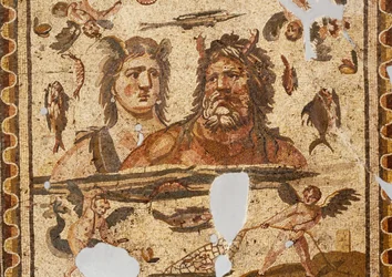 Oceanus og Tethys, mosaikk fra gamle Daphne, Harbiye, Tyrkia. Romersk sivilisasjon, 4. århundre e.Kr