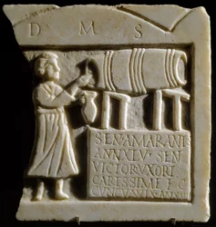 Relieff som viser en tavernascene (marmor)