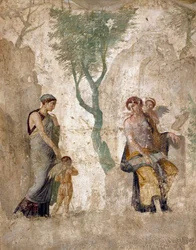 Romersk kunst: «Eros straffes i Afrodites nærvær». Freske fra Pompeii, Casa dell