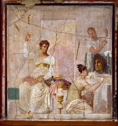Romersk kunst: «Hyllest til en tragisk dikter». Romersk freske fra utgravningsstedet Herculaneum (Ercolano). 1. århundre e.Kr. Napoli, Museo Archeologico Nazionale