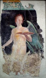 Romersk kunst: freskomaleri av genie-fløyen fra Pompei - Slutten av det 1. århundre f.Kr. - Paris, Musee du Louvre