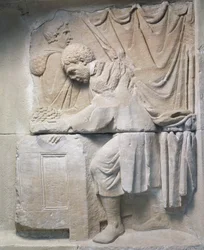 Romersk relieff fra mausoleum som viser brødhandler, 2. århundre e.Kr