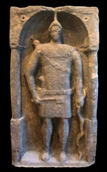 Romersk gravstein som viser en hamisk (syrisk) bueskytter, ca. 125-40 e.Kr.