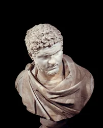 Romersk kunst: marmorbyste av Caracalla (188-217), keiser fra 211 til 217 e.Kr. Søn 0,52 m Paris, Musée du Louvre