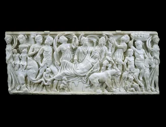 Den indiske triumfen av Dionysos, 180-195 e.Kr. (hvit marmor)