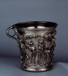Tresor de Boscoreale: timbale med skjeletter. Slutten av det 1. århundre f.Kr.- 1. århundre e.Kr. Paris, Louvre-museet