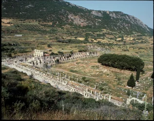 Utsikt over gaten Curetes mot biblioteket i Celsus.