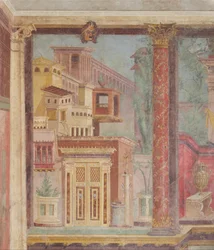 Veggmaleri fra kupeen til en villa i Boscoreale, ca. 50-40 f.Kr.