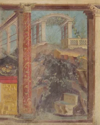 Veggmaleri fra kupeen til en villa i Boscoreale, ca. 50-40 f.Kr.