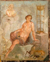 En ung Cyparissus, freskomaleri fra House of Vettii, Pompeii, Campania, romersk sivilisasjon