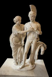 Art Rome Imperial Couple i mars og Venus (mellom 120 og 140 e.Kr.) marmorskulptur