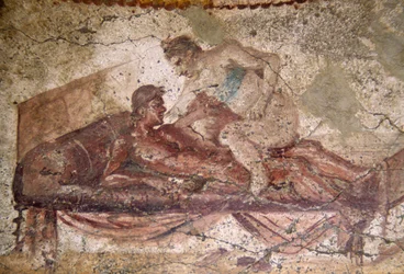 Erotisk freske fra Lupanar i Pompeii (UNESCOs verdensarvliste)