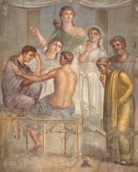 Freske som viser Admetus og Alcestis, fra basilikaen i Herculaneum, Campania, romersk sivilisasjon
