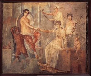 Freske som viser Io ved Canopus i Egypt, trøstet av Isis fra House of the Duke d'Aumale, Pompeii, Italia