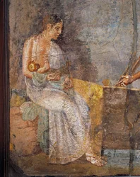 Freske som viser en mor som ammer barnet sitt, fra Pompeii, Italia