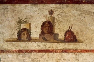 Freske som viser tre hoder, House of Caius Julius Polybius, Pompeii (UNESCOs verdensarvliste