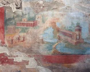 Freskomaleri av fontene-nymphaeum av House of Small Fountain, Pompeii (UNESCOs verdensarvliste