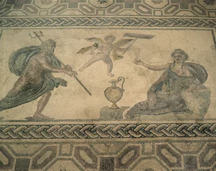 Høyvinkelvisning av et veggmaleri på gulvet, Pafos, Kypros (bilde)