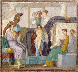 Venus og Mars ekteskap, tablinum veggmaleri fra House of Marco Lucrezio Fronto, Pompeii, Campania, romersk sivilisasjon